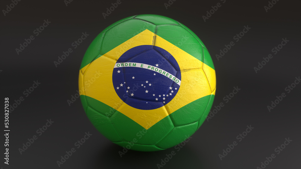 Drapeau du Brésil incrusté dans un ballon de football