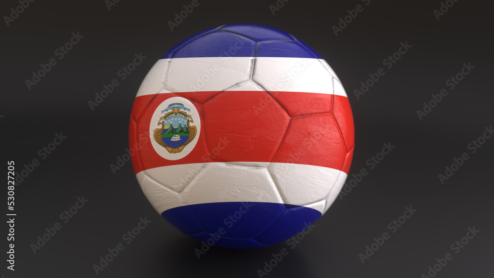Drapeau du Costa Rica incrusté dans un ballon de football Drapeau du Costa Rica incrusté dans un ballon de football