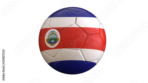 Drapeau du Costa Rica incrust   dans un ballon de football avec couche Alpha fond transparent