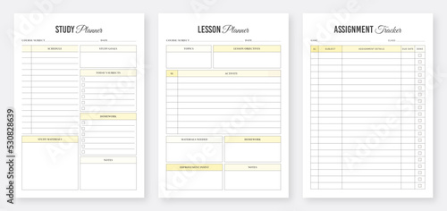 Study Planner Template Design. 3 Set of Minimalist Planners. Lesson Planner Template Design. Assignment Planner Template. Education Planner Template Design Set. Organizer & Schedule Planner.
