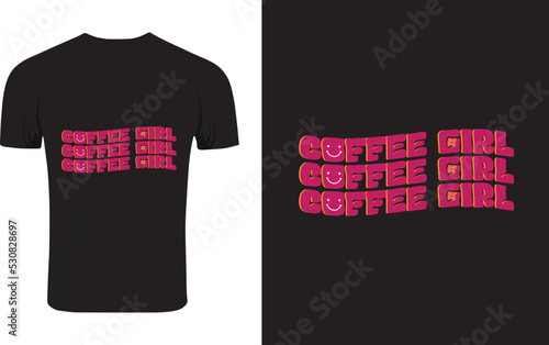 Coffee retro wavy T-shirt design svg typography concept photo