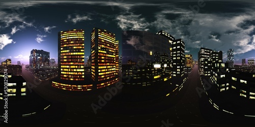 Photography Skyscraper at night, high-rise modern building,Evening city