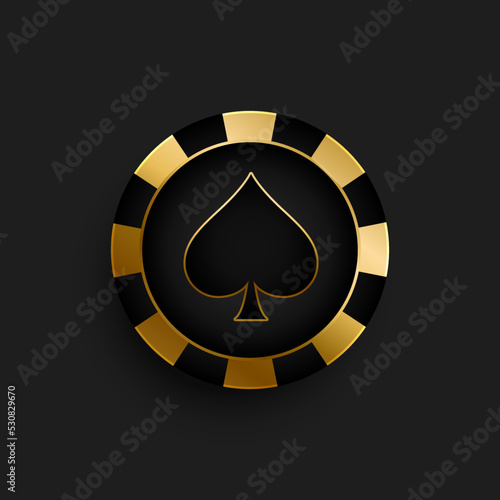 Vector casino chip. Illustration, casino background with golden playing cards casino chips and Jackpot you win text on sparkle background and golden lights. 3d background for casino games