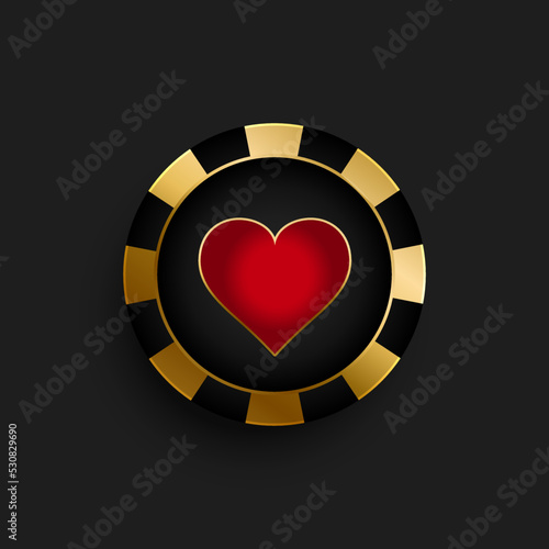 Vector casino chip. Illustration, casino background with golden playing cards casino chips and Jackpot you win text on sparkle background and golden lights. 3d background for casino games