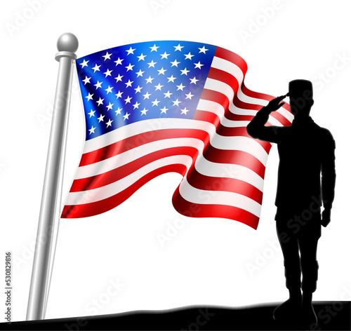 Patriotic American Flag Soldier Salute Design photo