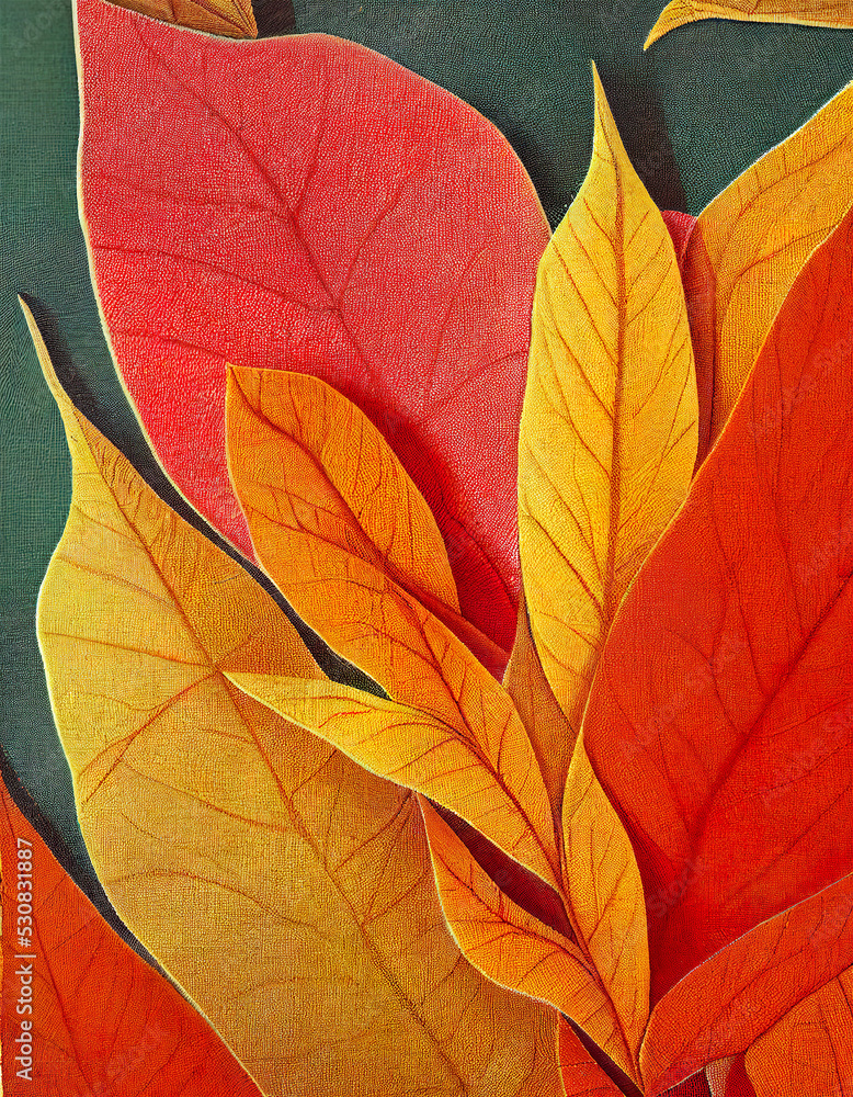 different abstract leaves in autumn color, illustration pattern