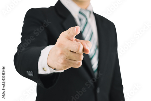 Business man pointing finger of command concept png