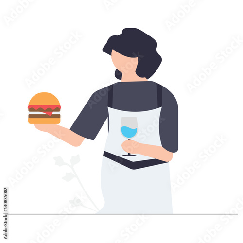 girl eat hamburger illustration which is suitable for commercial work and easily modify or edit it

