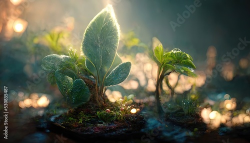 Fotografia Botanical background with organic plants