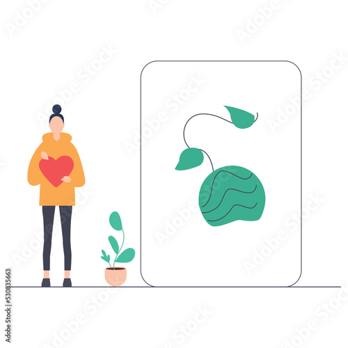 girl with plant illustration which is suitable for commercial work and easily modify or edit it