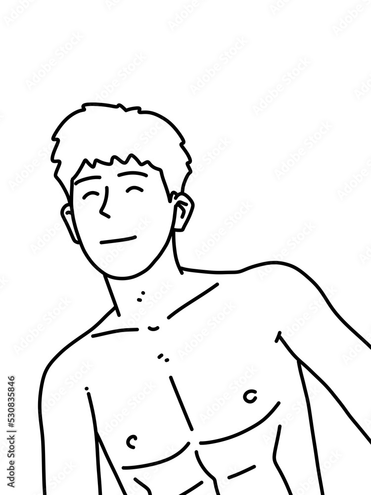 Fototapeta premium black and white of cute man cartoon for coloring