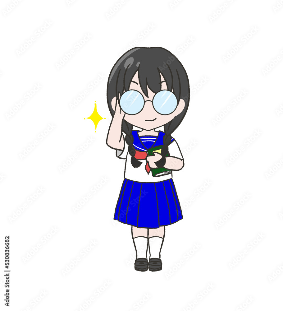 夏服のセーラー服を着た地味な女の子 夏服のセーラー服を着た地味な女の子