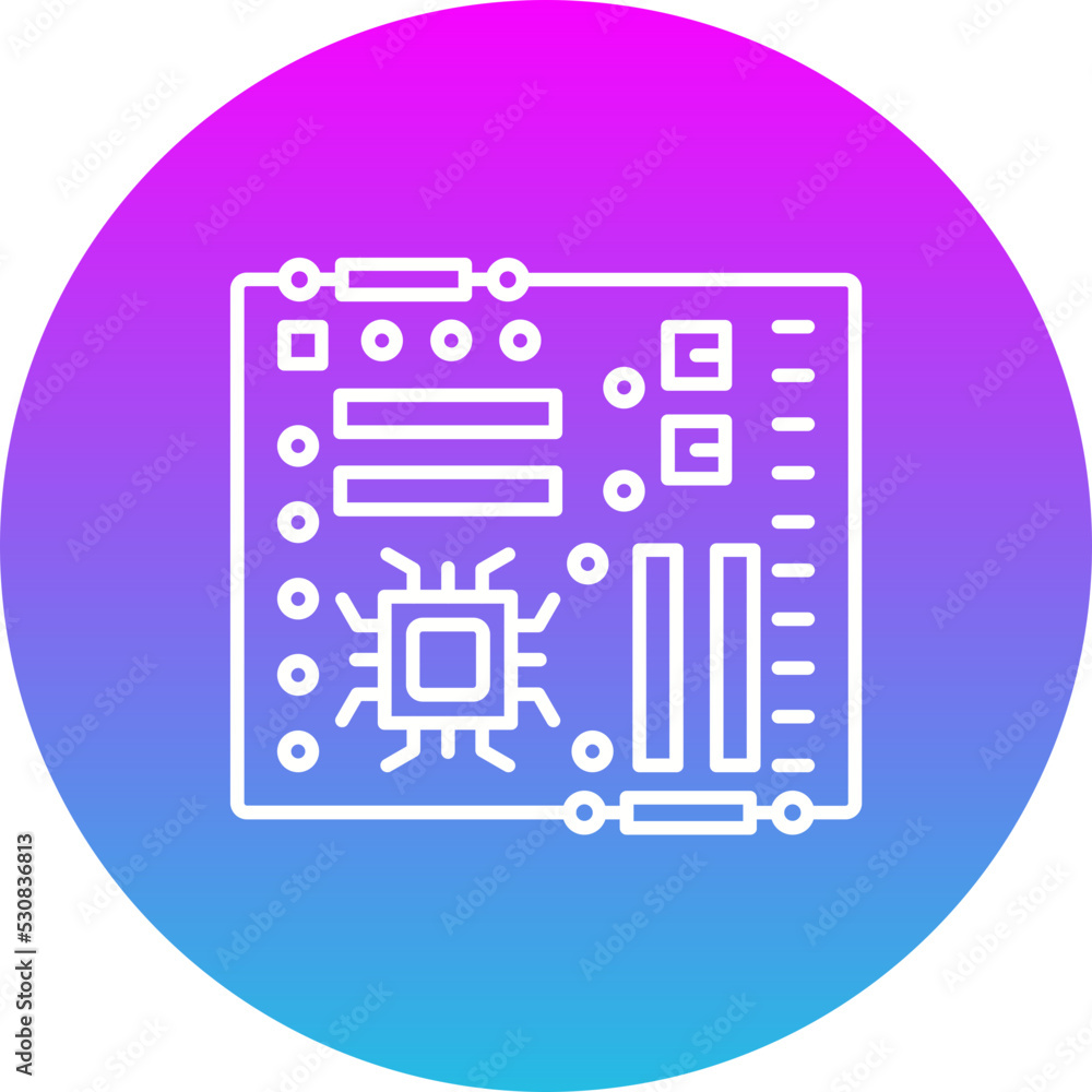 Motherboard Gradient Circle Line Inverted Icon Motherboard Gradient Circle Line Inverted Icon