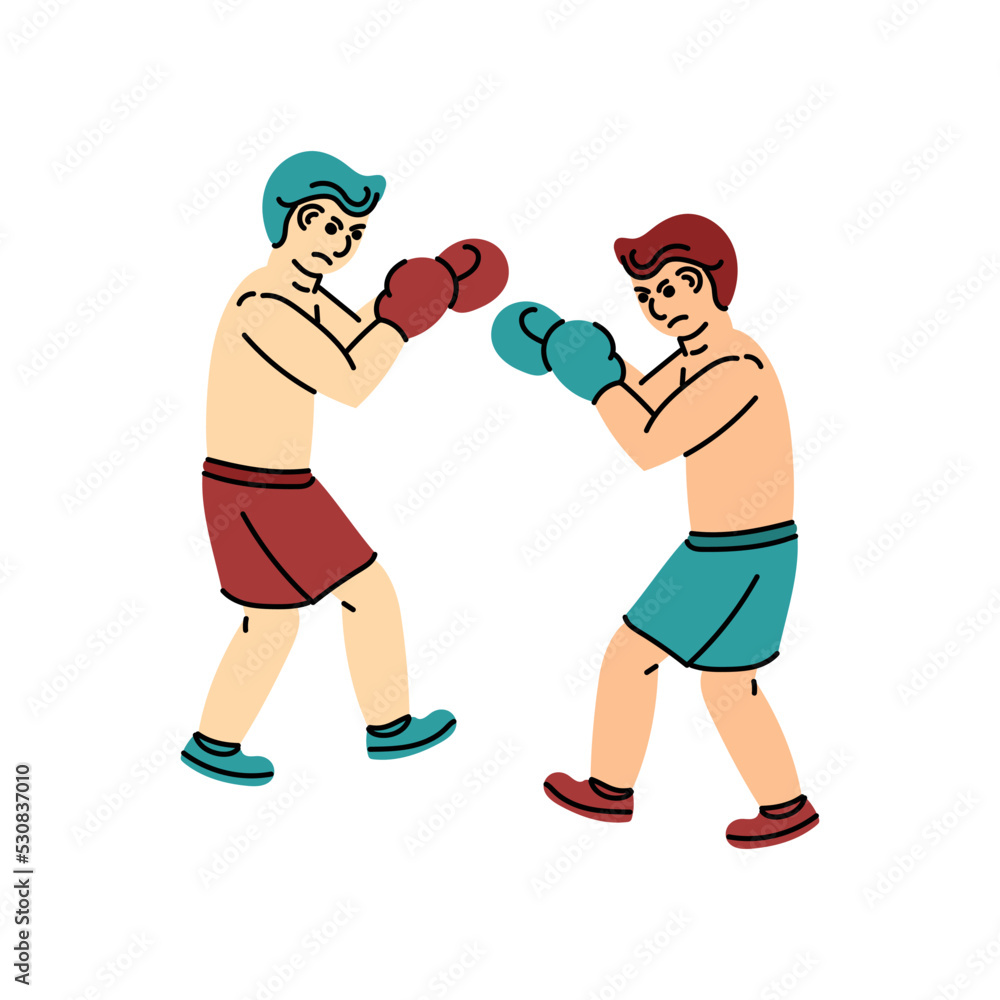 Flat vector illustration of boxing fighting