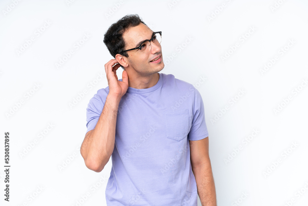 Young caucasian man isolated on white background thinking an idea Young caucasian man isolated on white background thinking an idea