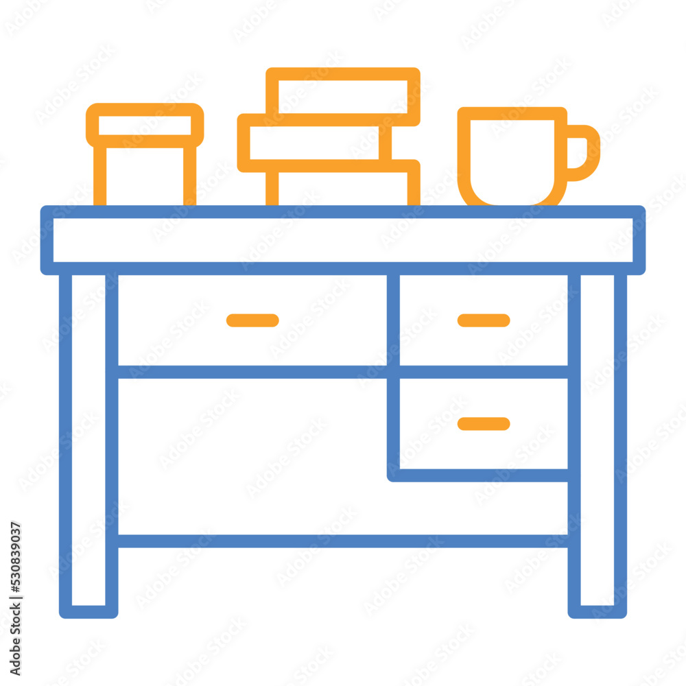 Table Blue And Orange Line Icon Table Blue And Orange Line Icon