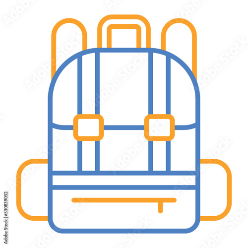 Bagpack Blue And Orange Line Icon