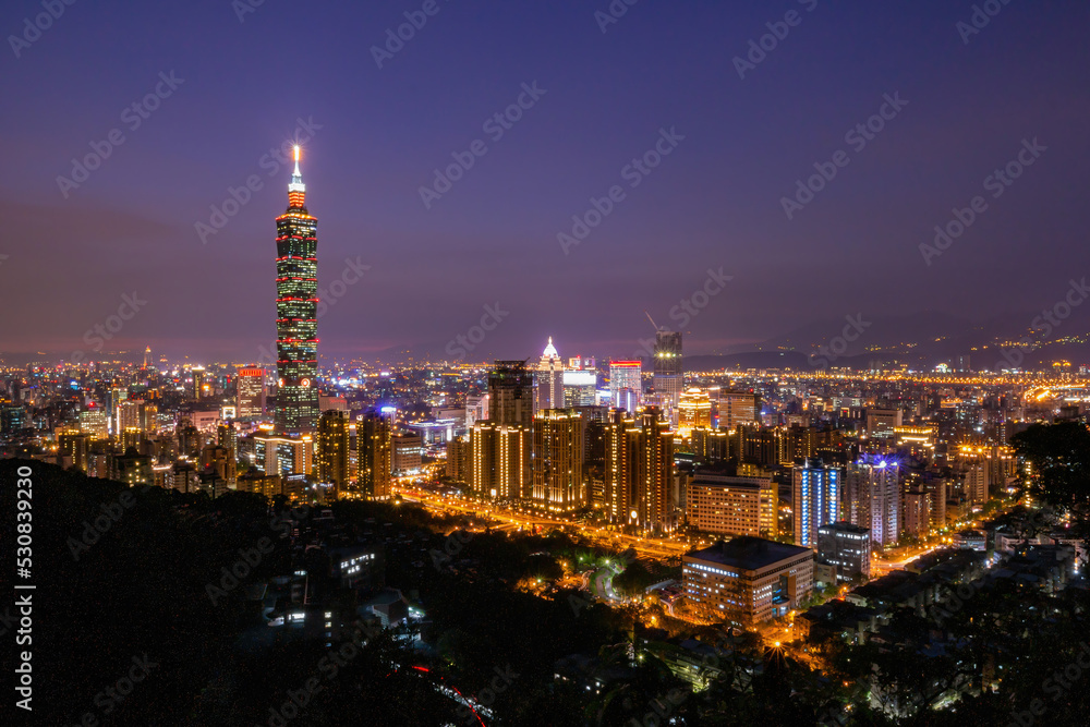 Fototapeta premium Night landscape of Xinyi District cityscape