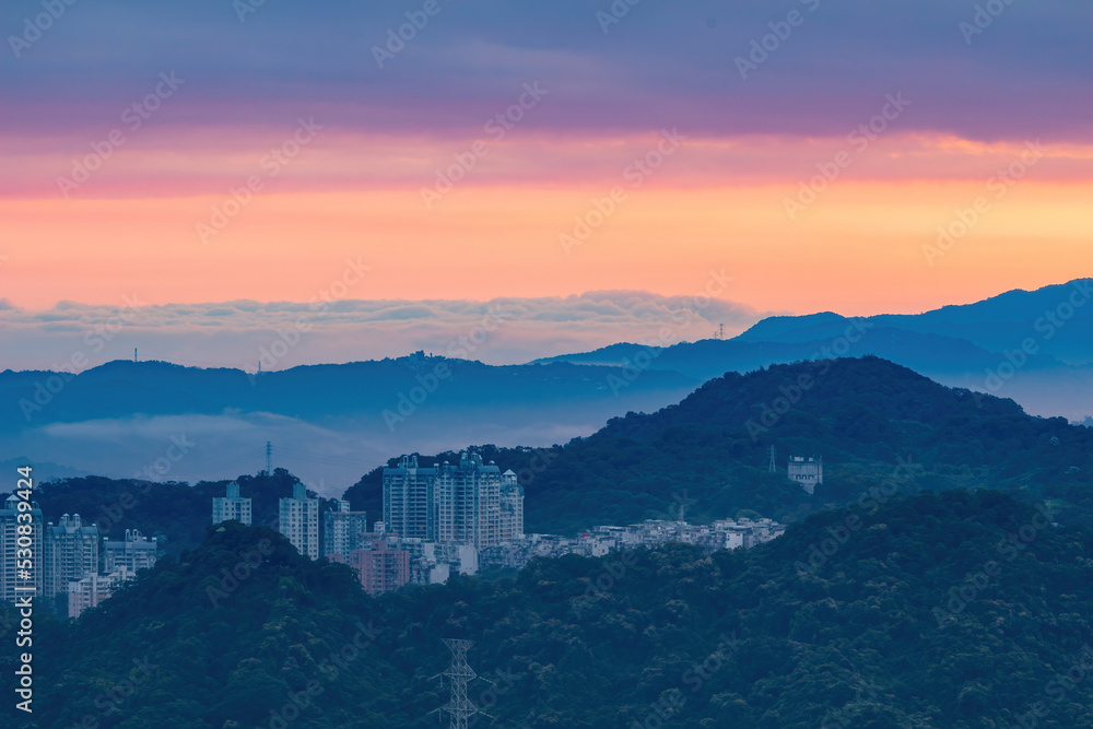 Obraz premium Superb sunrise landscape from Zhitan area