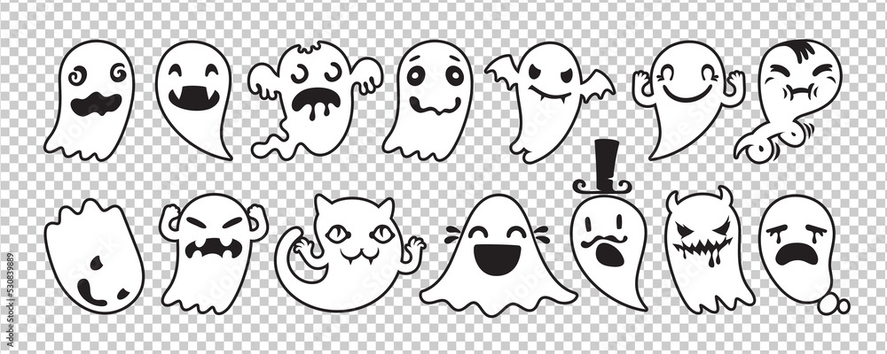 Halloween Ghost Collection Outline Halloween Ghost Collection Outline