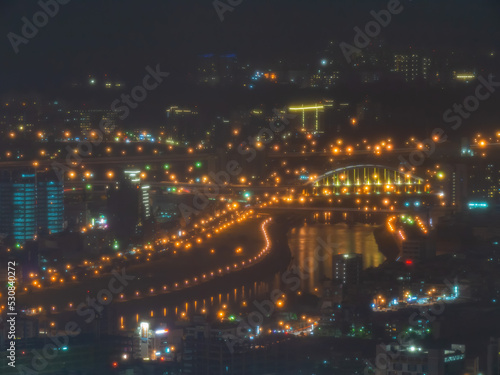 Night aerial view of the Xinyi District cityscape