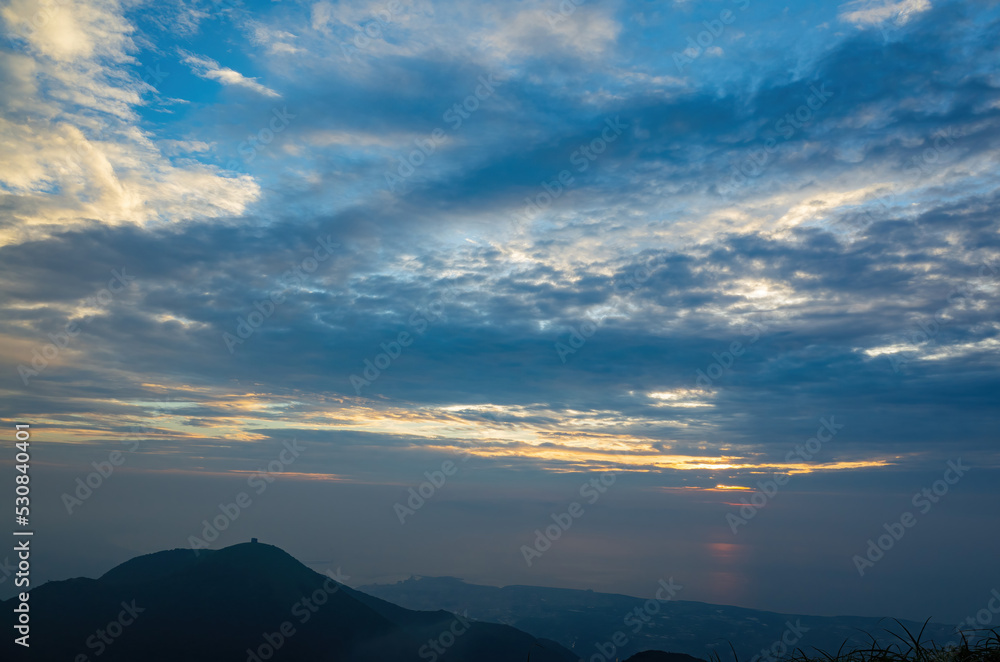 Beautiful sunset landscape from Yangmingshan National Park