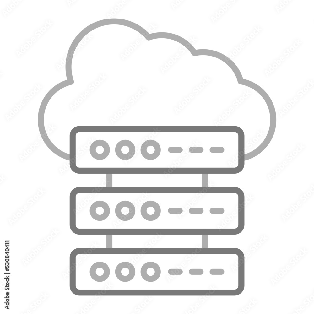 Cloud Storage Greyscale Line Icon Cloud Storage Greyscale Line Icon