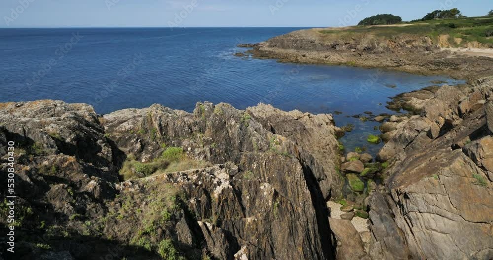 Hiking trail between Le pouldu and Doelan, Finistere department, Brittany in France Hiking trail between Le pouldu and Doelan, Finistere department, Brittany in France