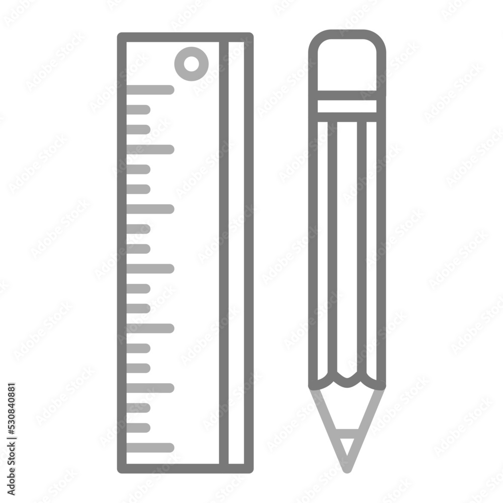 Ruler And Pencil Greyscale Line Icon Ruler And Pencil Greyscale Line Icon