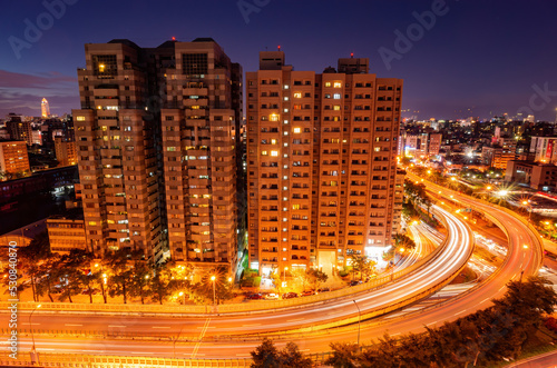 Night aerial view of the Taipei Paradise apartment