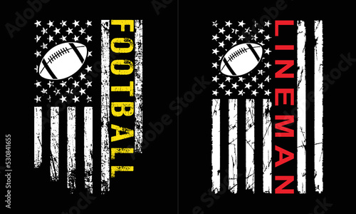 American Football Design. USA Flag Lineman Design Template