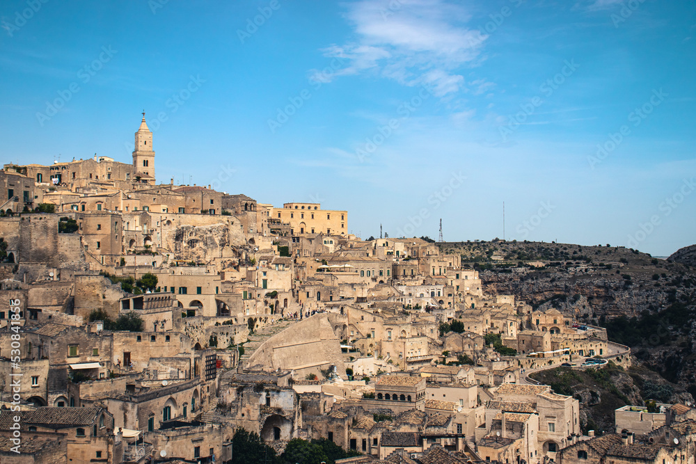 Sassi di Matera in Italy observed during a cloudy summer day