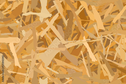 Seamless texture of OSB boards from wooden chips. Plywood building panels. Vector pattern. Oriented particle background. Sheet of fibreboard with fragments of compressed sawdust.