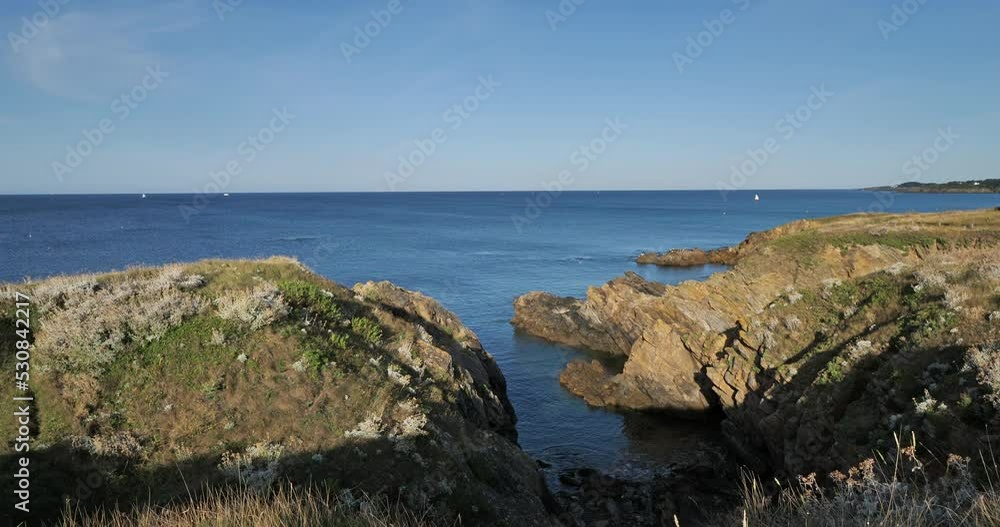 Hiking trail between Le pouldu and Doelan, Finistere department, Brittany in France Hiking trail between Le pouldu and Doelan, Finistere department, Brittany in France