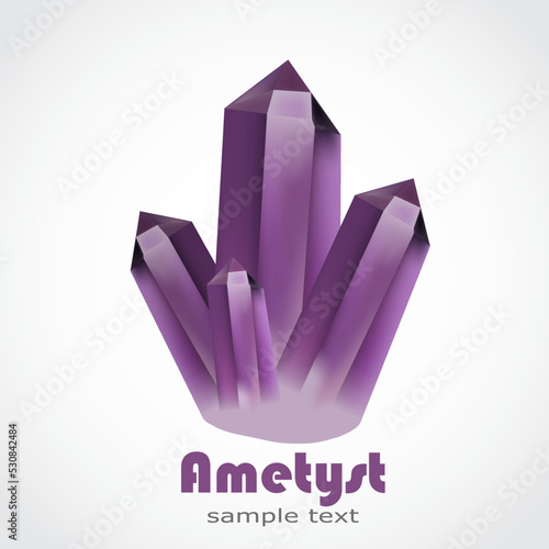 beautyful amethyst crystal purple gem stone 3d shape design