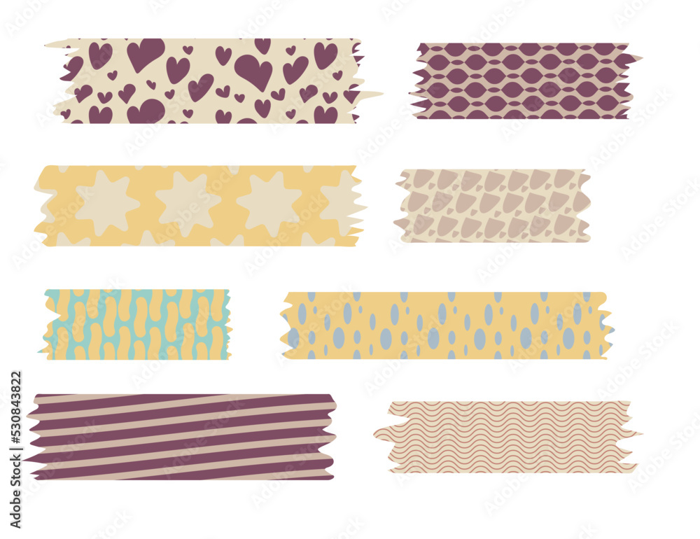 Premium Vector  Cute washi tape sticker yellow pattern vector set