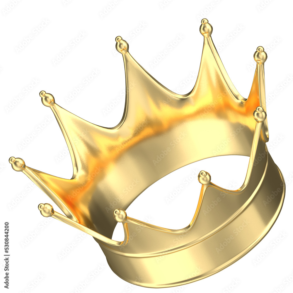 3D rendering illustration of a gold crown Stock Illustration | Adobe Stock