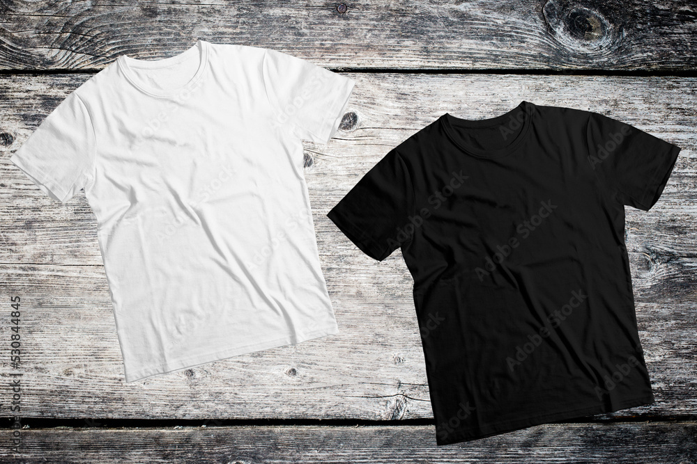 black and white t shirt Gildan T-shirt Mockup - obrazy, fototapety, plakaty 
