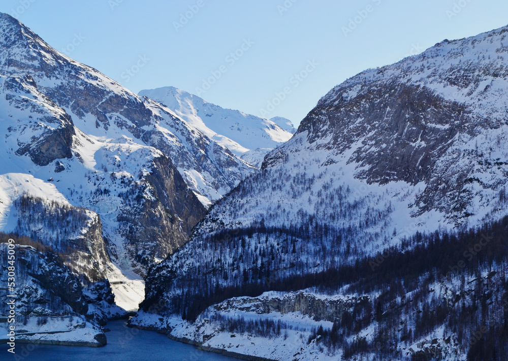 snow covered mountains