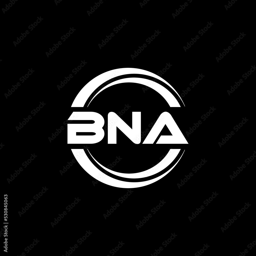 BNA letter logo design with black background in illustrator, vector ...
