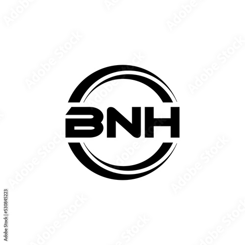 BNH letter logo design with white background in illustrator  vector logo modern alphabet font overlap style. calligraphy designs for logo  Poster  Invitation  etc.