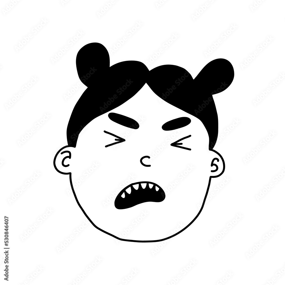 Naklejka premium Funny different ethnic kids, teenagers in various moods. Young people portraits, children's face set. Doodle icon, avatar. Png isolated illustration.