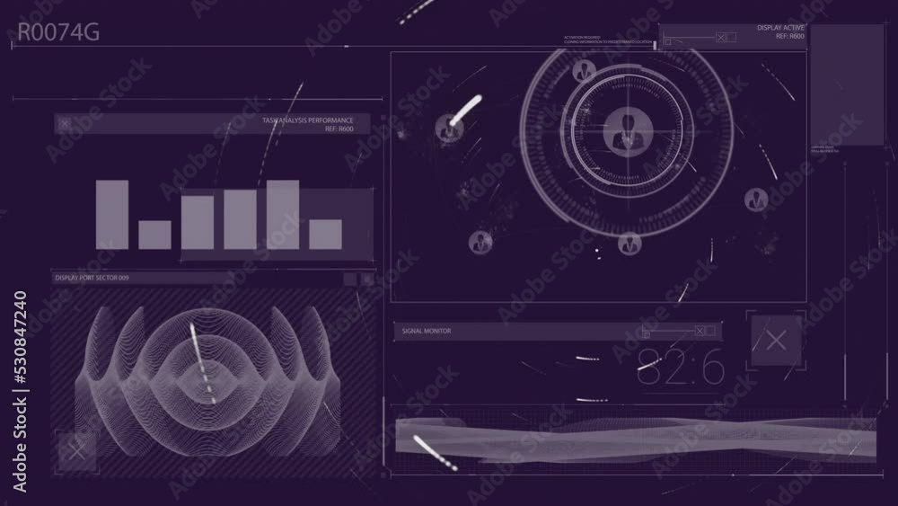 Animation of digital interface over dark background Animation of digital interface over dark background