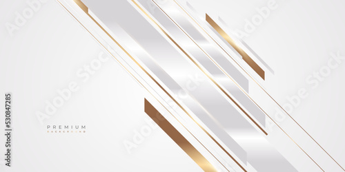 Luxury White and Gold Background with Golden Lines and Paper Cut Style. Premium Gray and Gold Background for Award, Nomination, Ceremony, Formal Invitation or Certificate Design