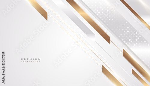 Luxury White and Gold Background with Golden Lines and Paper Cut Style. Premium Gray and Gold Background for Award, Nomination, Ceremony, Formal Invitation or Certificate Design