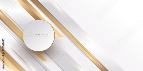 Luxury White and Gold Background with Golden Lines and Paper Cut Style. Premium Gray and Gold Background for Award, Nomination, Ceremony, Formal Invitation or Certificate Design