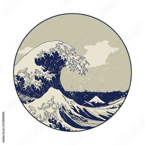 Fotografering The great wave off Kanagawa, Mount Fuji, Japan, symbol, isolated