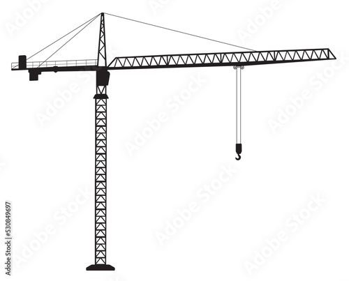 Tower crane in profile in isolate on a white background. Vector illustration. photo