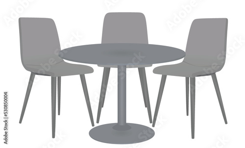 Coffee table and three chairs. vector illustration