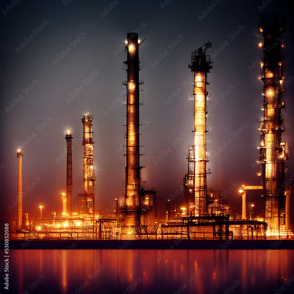 Refinery, industrial night scene